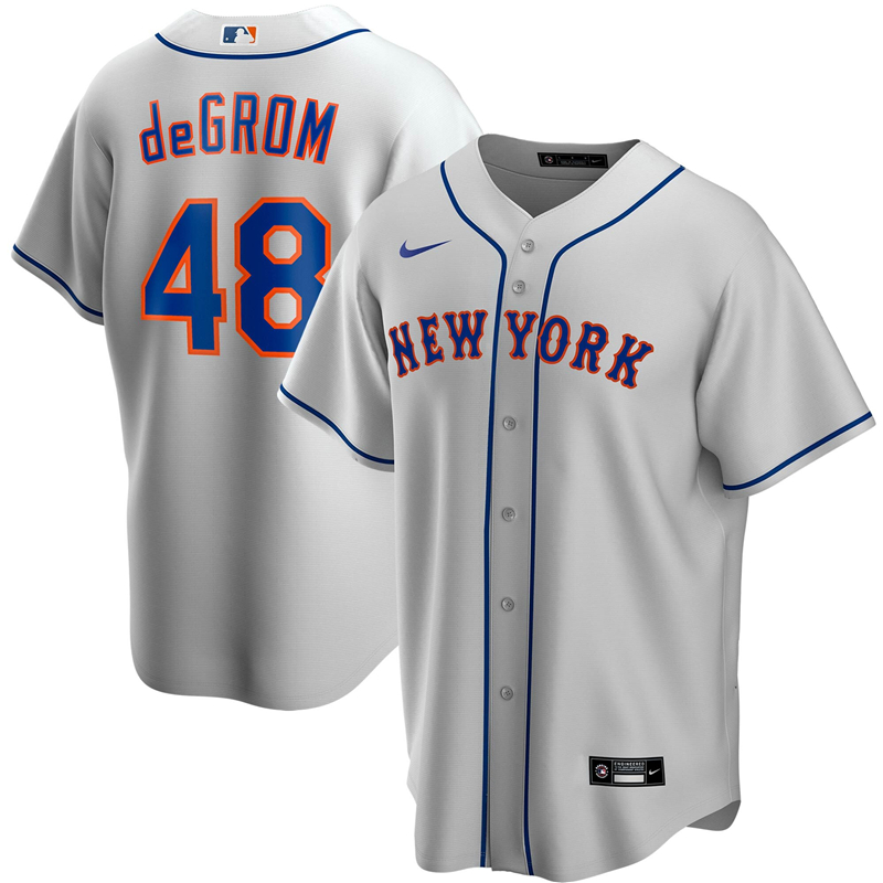 2020 MLB Men New York Mets #48 Jacob deGrom Nike Gray Road 2020 Replica Player Jersey 1